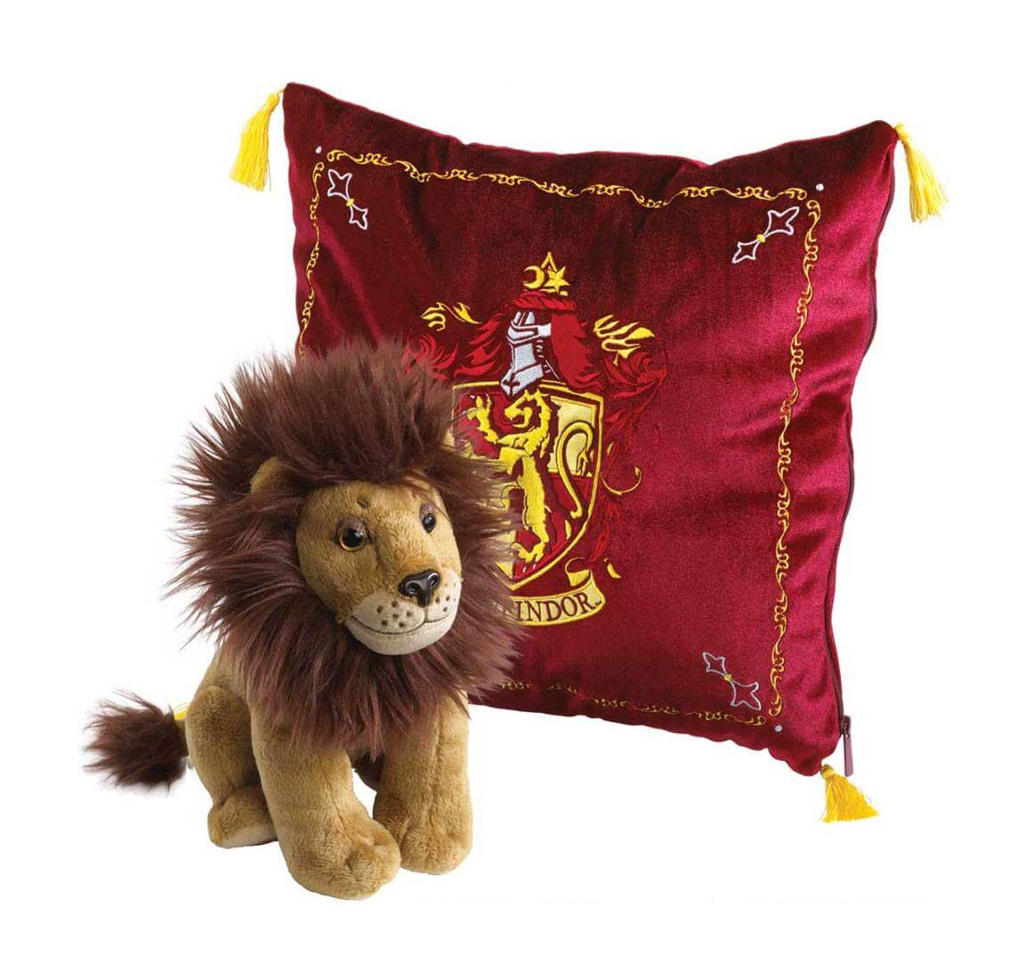 PELUCHE MASCOTTE LION ET COUSSIN DE LA MAISON DE GRYFFONDOR - HARRY POTTER la boutique du sorcier