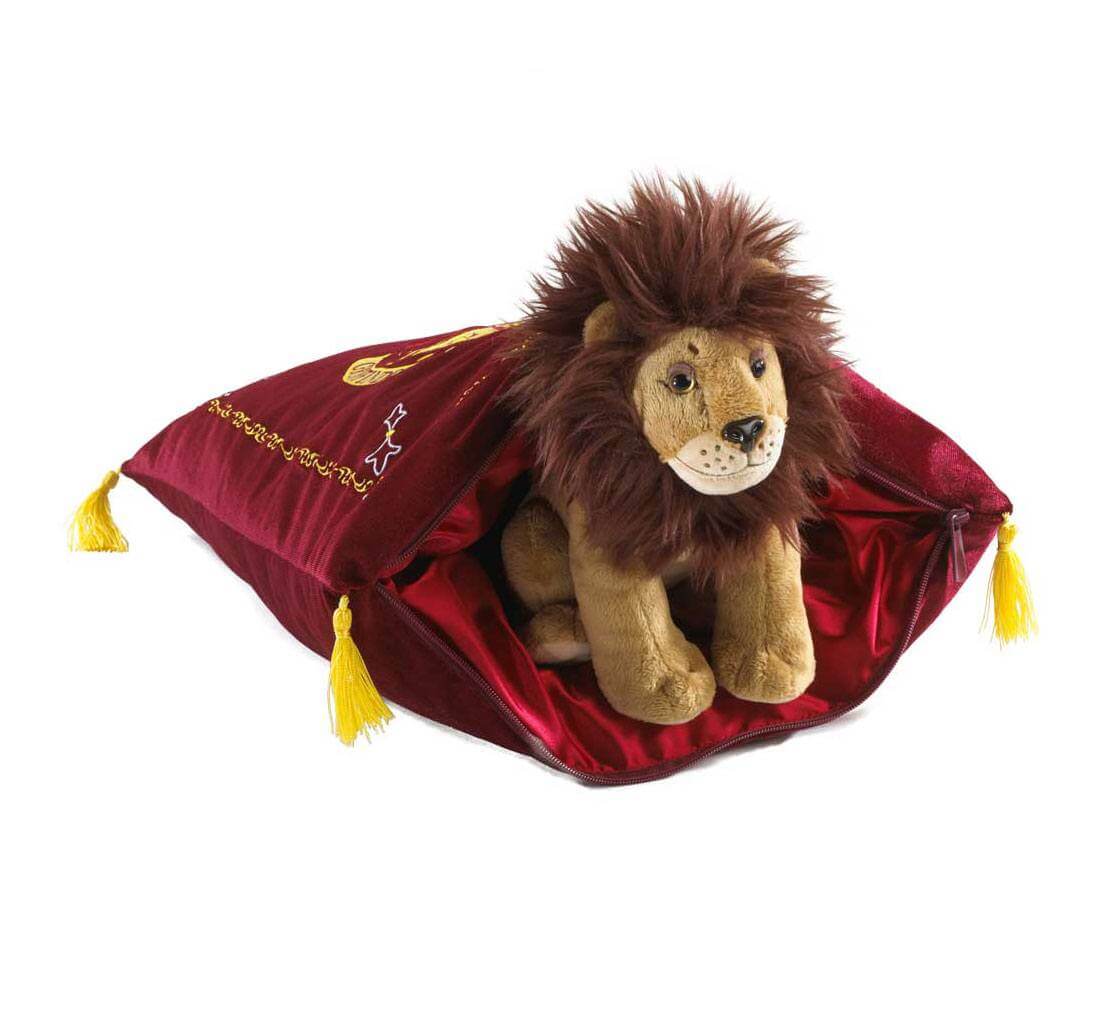 Coussin de la maison de gryffondor et peluche mascotte lion - harry potter